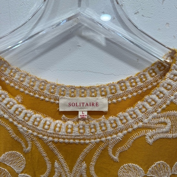 Solitaire Yellow Embroidered Blouse Top Bohemian Large - Picture 2 of 6
